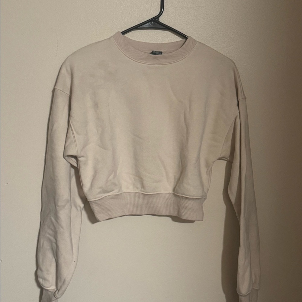 Wild Fable Beige Cropped Hoodie